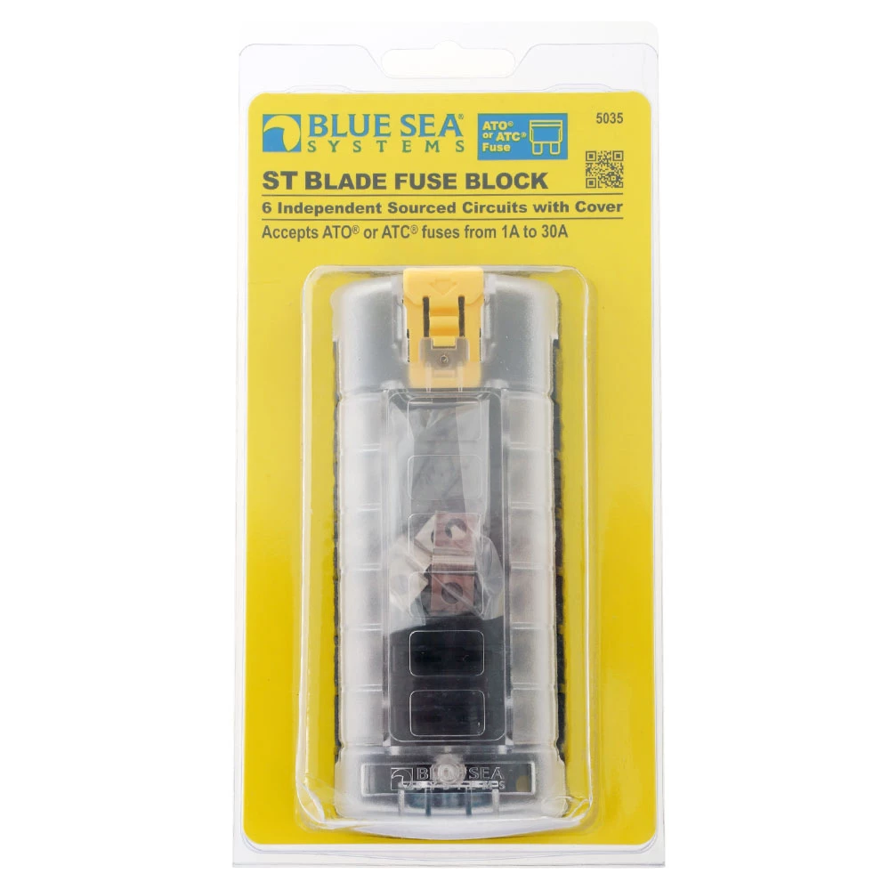Blue Sea St Blade Fuse Block - 6 Independent Circuits With Cover