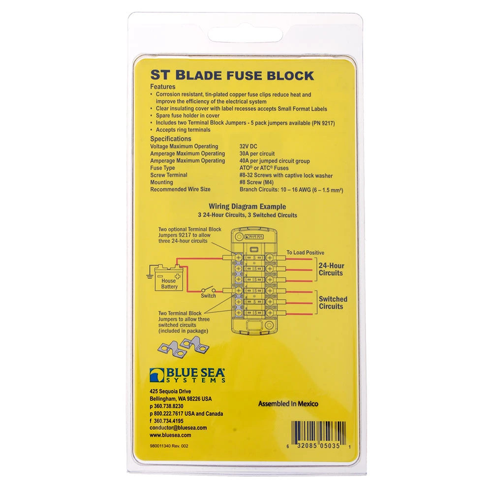 Blue Sea St Blade Fuse Block - 6 Independent Circuits With Cover - Image 2