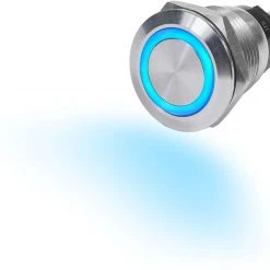 Blue Sea 4160 10A Push Button LED Ring Switch Off-On Blue