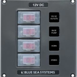 Blue Sea Water-Resistant 12V 4 Circuit Breaker Switch Panel