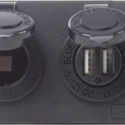 Blue Sea Water-Resistant 12V 15A Circuit Accessory Panel 12v Socket And Dual USB X 2