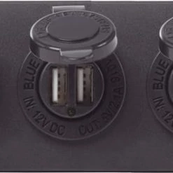 Blue Sea Water-Resistant 12V 15A Circuit Accessory Panel Socket/2-Dual USB/Volt Meter