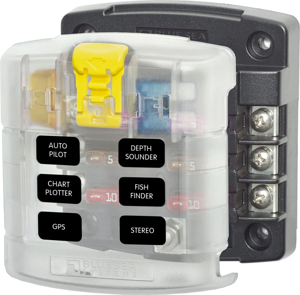 Blue Sea 5028 6-Gang Fuse Block ST ATO/ATC With Cover