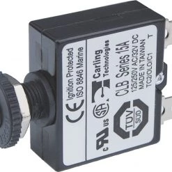 Blue Sea Push Button Reset Only Quick Connect Circuit Breaker - 15 Amps