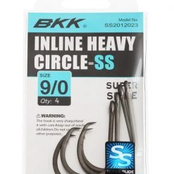 BKK Inline Super Slide Heavy Circle Hooks 9/0 Qty 4