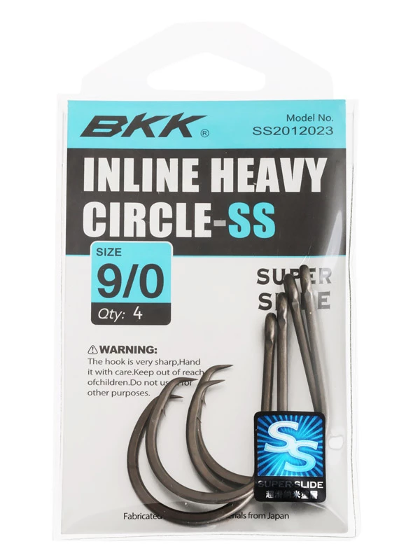 BKK Inline Super Slide Heavy Circle Hooks 9/0 Qty 4